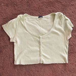 Brandy Cropped button up Green top